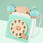 Puidust simuleeritud telefon poistele ja t&uuml;drukutele m&auml;ngumaja hariduslik varajane haridus digitaalsed kognitiivsed m&auml;nguasjad 1-3-6 aastat beige