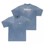 Balenciaga 764235 Tiv52 9798 Poliitiline Crack Kunstiteos Meeste L&uuml;hikeste Varrukatega T-s&auml;rk 764235 TIV52 9798 (XL)