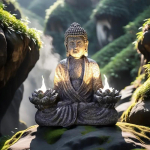 1 tk Majakakujulised Buddha kujud LED-valgustitega, P&auml;ikeseenergial t&ouml;&ouml;tav Buddha skulptuurdekoratsioon Koduaeda, Hoovi, Terrassile, Joogasse.