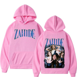 Zahide Merch Kahepoolse tr&uuml;kiga kapuutsiga pusad Meestele Naistele Moodne Hip Hop Pullover Vabaaja Fliis &Uuml;le suuruse Vintage Esteetika Pusas S pink
