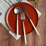 (Stella) Satiinist s&ouml;&ouml;giriistade komplekt: lusikas, kahvel, nuga - 5 v&auml;rvi Dinner Knife Vitamin