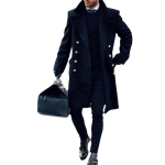 S&uuml;gis-Talvine Meeste Villane Paksenenud Kahe Rinnaga Nizi Trenchcoat 3XL black