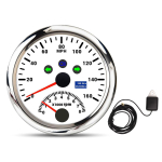 GPS-spidomeeter tahhomeetriga 8000 p/min DC9 kuni 32V IP67 veekindel 0 kuni 160 MPH Punane taustavalgustus T&auml;pne paadi ATV jaoks White Dial Silver Bezel