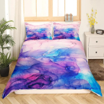 Stiilne Akvarellmarmor Sinakasroheline Marmor Tekikate Naistele T&uuml;drukule Kingitus Kuldne Voolav Kivi Abstraktne Kunst Akvarell Voodikate Kate AU Single(140*210cm)3pcs