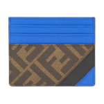 Fendi diagonaalse triibulise tekstuuriga FF-mustriga vasikanahast kaardihoidja Meeste aksessuaarid Sinine Pruun 7M0164AFCBF1Q1O Basic Set (Bag+Dust Bag)