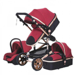 Poussette 3 en 1 B&eacute;b&eacute; Combin&eacute;e Si&egrave;ge-Auto Nacelle R&eacute;versible R&eacute;glable Haute Qualit&eacute; Roues increvables Canne rouge.Bazarland30 punane