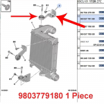 9675627980 9803778980 9803779180 9803778880 Peugeot 408 308S 308 4008 1.2/1.6/1.8T turboga mootori jahuti intercooler kinnitus 9803779180-1 PCS