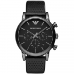 Emporio Armani Luigi Must Nahast Meeste Kvarts Kronograaf Kuup&auml;evaga AR1737 must