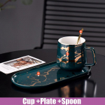 P&otilde;hjamaade marmorist keraamiline piimakruus kohvitassi ja loomingulise alustassi komplekt Hommikus&ouml;&ouml;gitaldriku portselanist marmori ja alustassi &uuml;he inimese komplekt 450ML