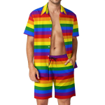 Vikerkaare s&auml;rgikomplektid 3D-prinditud meeste vabaaja mood l&uuml;hikeste varrukatega s&auml;rgid liiga suured rannap&uuml;ksid Hawaii t&auml;navamood komplektid riided 3XL multi