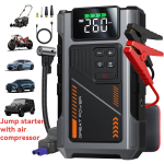 Kaasaskantav auto k&auml;ivitusabi &otilde;hukompressoriga, K&auml;ivitusabi akupakk, 5000A tippvool 150 PSI rehvipumbaga, 12V autoaku k&auml;ivitusv&otilde;imsuspakett