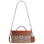 Coach Signature L&otilde;uend Nahkdetailidega Silindrikujuline Crossbody Kott &Uuml;lemise K&auml;epidemega Igap&auml;evaseks Kasutamiseks Basic Set (Bag+Dust Bag)