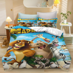 Madagaskari tekikott voodipesu tekikoti komplektid Kuninglik suurus 3D Laste voodipesu komplekt 135x200cm