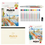 Pentel Art Multi 8 Mehaaniline pliiats 8 V&auml;rvilise T&auml;itekomplektiga Piiratud V&auml;ljaanne Originaal Sket&scaron;iraamat Kaasas Terasid, Kaasas, (XH804STSB) gray