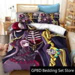 3D-prindiga Anime Overlord Voodipesu Komplekt Kahekohaline Twin King Suur Tekikott Tekk Padjap&uuml;&uuml;rid Poistele T&uuml;drukutele T&auml;iskasvanute Magamistuba 135x200cm gray