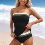 Naiste Bandoo Kaheosaline Ujumistrikoo Strapless Tankini Top K&otilde;rge V&ouml;&ouml;koht Bikiinip&uuml;ksidega Ujumisriiete Komplekt Randa Basseini S must