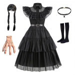 Lapsed Kolmap&auml;ev Addams Kleit Halloweeni Kost&uuml;&uuml;mid Kleit Cosplay Peokost&uuml;&uuml;m 110cm