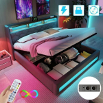 140x190 CM Voodi - NHHF - LED ja USB-ga - Panipaiguga voodi panipaiga ja peatsiga - 2 inimest - Hall