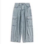 Baggy Teksad Meeste Must Laiad Denimp&uuml;ksid Oversize Cargo Korea Mood Meeste Riided T&auml;navar&otilde;ivad P&uuml;ksid Dressip&uuml;ksid M sinine