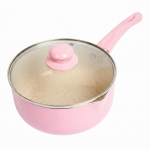 Kohandatud alumiiniumist kastrul mittekleepuva kattega marmorist induktsioonp&otilde;hjaga praepann piimapotid potid keedupott k&ouml;&ouml;gitarbed (Pink,1-2L&16cm) roosa