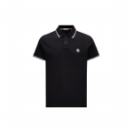 Moncler tikitud prinditud pusa l&uuml;hikeste varrukatega polos&auml;rk mehed polos&auml;rgid must J10918A0002584556999 L