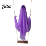 Hirmutav kummituslatern Halloweeni kaunistus Suur rippuv kiik LED-valguskettidega Pidulik valgustus Patareitoitega figuur v&auml;lis- ja siseruumidesse valge