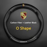 S&uuml;sinikkiud Nahk Auto Rool Anti-slip Roolikate Porsche Panamera Cayenne Taycan 911 718 Macan Carrera-GT CVH1 jaoks black