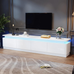 180*34*40cm TV-kapp 4 sahtliga, LED-iga TV-alus, k&otilde;rgl&auml;ikega madal kapp, TV-laud ja kummut, sobib umbes 80-tollisele televiisorile, valge 180 x 34 x 40 cm valge