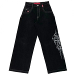Meeste Y2K Hip Hop Gooti Laiad teksap&uuml;ksid L&otilde;dva l&otilde;ikega Streetwear Denim P&uuml;ksid Vabaaja P&uuml;ksid Small black
