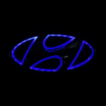 5D LED Auto Esiosa Tagumine Embleemi Kleebis Hyundai IX35 I30 VERNA Elantra ACCENT MDS2 SONATA TUCSON SANTAFE GENESIS COUPE M&auml;rgile Valgusti 13cmX6.5cm sinine