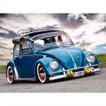 Sinine buss maanteel Teemanttikandid Crystal Teemantmaal Ristpistes Round Print Pilt 20X30CM