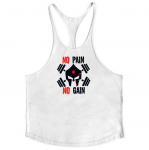 Muscleguys Mens No Pain No Gain Varrukateta Ts&auml;rk J&otilde;usaali Vest Tee Sando M valge