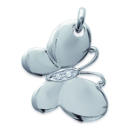 Les Tr&eacute;sors De Lily [E2851] - Pendentif Argent 'Papillon de Miel' blanc argent&eacute; (rhodi&eacute;) - 17x22 mm valge