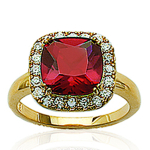 Kullatud s&otilde;rmus 'Victoria' Golden White Ruby - 13x13 mm 54 punane