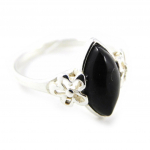 Bague Argent 'D&eacute;esse Noir de Jais' noir argent&eacute; (rhodi&eacute;) - 12x6 mm 50 must