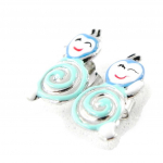 Suzette et Benjamin [H9146] - Boucles Argent 'Escargots' bleu sinine
