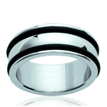 Bague Acier 'Tony' acier caoutchouc - 8 mm 66 must