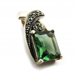 Les Tr&eacute;sors De Lily [J5284] - Pendentif Argent 'Sappho' &eacute;meraude roheline