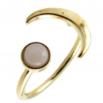 7bis [P8355] - Bague artisanale 'Luna' beige dor&eacute; - 12x8 mm valge