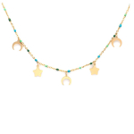 Les Tr&eacute;sors De Lily [Q2577] - Collier cr&eacute;ateur acier 'Boho' vert turquoise dor&eacute; - 8 mm roheline