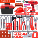Laste t&ouml;&ouml;riistakasti komplekt Harivad m&auml;nguasjad, simulatsioonid, remondit&ouml;&ouml;riistad, puurida, plastist m&auml;ngud, m&auml;nguasjad 55PCS B black