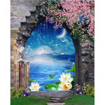 T&auml;ielik isetegemise teemantmaalikomplekt Lotus Pondi maastik Ristpistes teemanttikandid 20X30CM