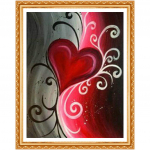 T&auml;is&uuml;mmargune puur 5D DIY teemantmaal  Punane s&uuml;da  3D tikandid Ristpistes Kodukaunistuse kingitus 20X30CM