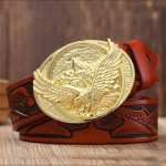 Gfohuo uus mood vabaaja meeste nahast rihmad meeste tippkvaliteediga Eagle Totem Copper sileda pandlaga retrov&ouml;&ouml; meeste teksadele 100cm