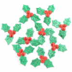 60 tk. Roheline Holly Leaf Kangas Aplikatsioon J&otilde;ulude albumiplaastrid Tee ise k&auml;sit&ouml;&ouml; Dekoratiivsed kleebitavad tarvikud roheline