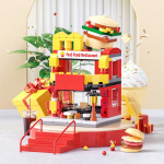 Burger Shop Teesklevad m&auml;nguasjad t&uuml;drukutele Ehitusklotsid Ctiy T&auml;navavaate sari Harivad m&auml;nguasjad Lastele S&uuml;nnip&auml;evakingitused &uuml;le 6-aastasele lapsele Burger Shop-167Pcs