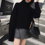 S&uuml;gistalvine uus naiste vintage kampsun Korea moodne pikkade varrukatega pulloverid, vabaaja kaelaga kootud avarad džemprid One Size must