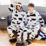 Unisex Adult Kigurumi Lehm Looma Tegelane Kost&uuml;&uuml;m Onesie Pidžaama &Uuml;heosaline Cosplay Halloween M valge
