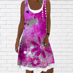 Naiste kirsi&otilde;itega tr&uuml;kitud varrukateta ja &uuml;mara kaelusega kleit 2022. aasta naiste kleit XL roosa