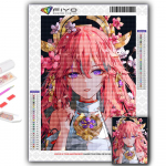 Teemanttikandid Genshin ja Flower 5D DIY Teemantmaal Ristpistes Rhinestone Full Round 20X30CM